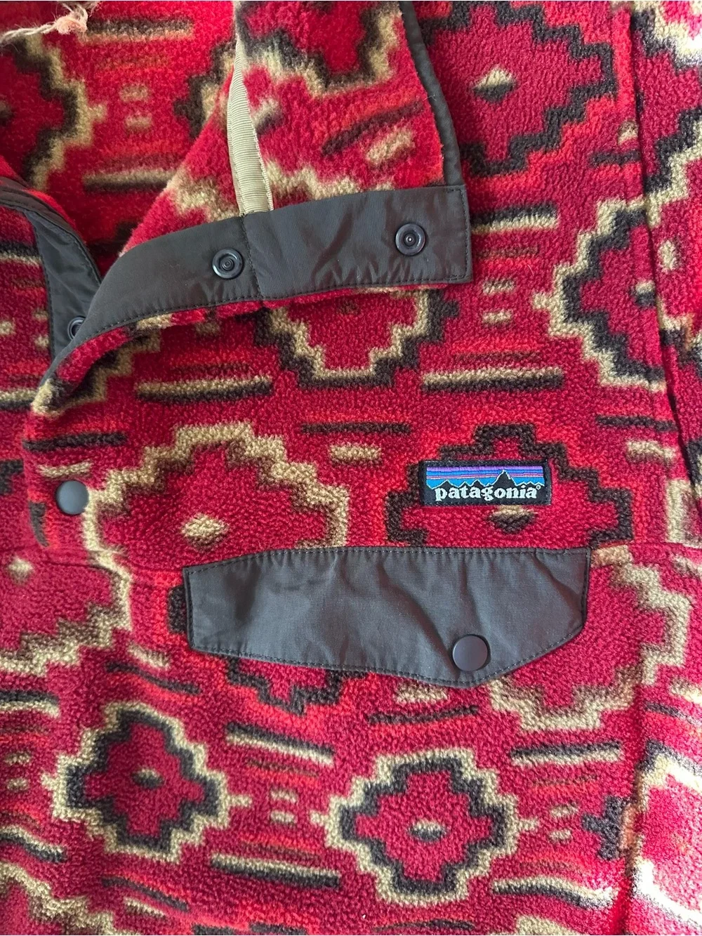 VTG Patagonia Synchilla Snap T Fleece Pullover Jacket Sweater Geometric Aztec